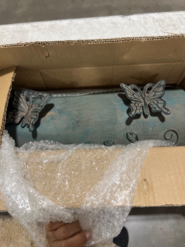 Photo 1 of MEIYIHUI Heavy Duty Galvanized Steel Mailbox Post, Rural Mail Box Postal Storage Box with Butterfly Decoration (Vintage Green)