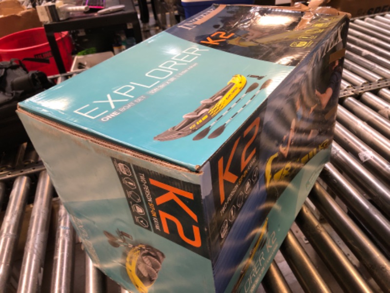 Photo 1 of Intex 68307EP Explorer K2 Inflatable Kayak Set: Includes Deluxe 86in Kayak Paddles and High-Output Pump – Adjustable Seats with Backrest – Removable Skeg – 2-Person – 400lb Weight Capacity