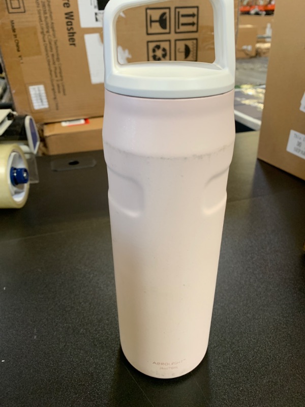 Photo 1 of Stanley IceFlow Cap and Carry+ Water Bottle 24 OZ | Wide Mouth Twist Lid | Lightweight & Leakproof for Travel & Gym | Insulated Stainless Steel | BPA-Free | Rose Quartz Glimmer