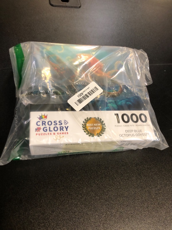 Photo 1 of Cross & Glory - Deep Blue Octopus Odyssey - 1000 Piece Jigsaw Puzzle for Adults | Best New Marine Artwork Puzzle | Unique Brain Teaser
