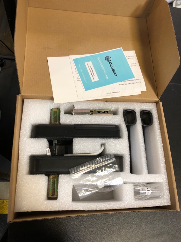 Photo 1 of Smart Door Lock, OLUMAT Keyless Entry Door Lock Fingerprint Door Lock with Keypad Digital Door Lock with Handle for Home, Rental, Office and Hotel (Black)