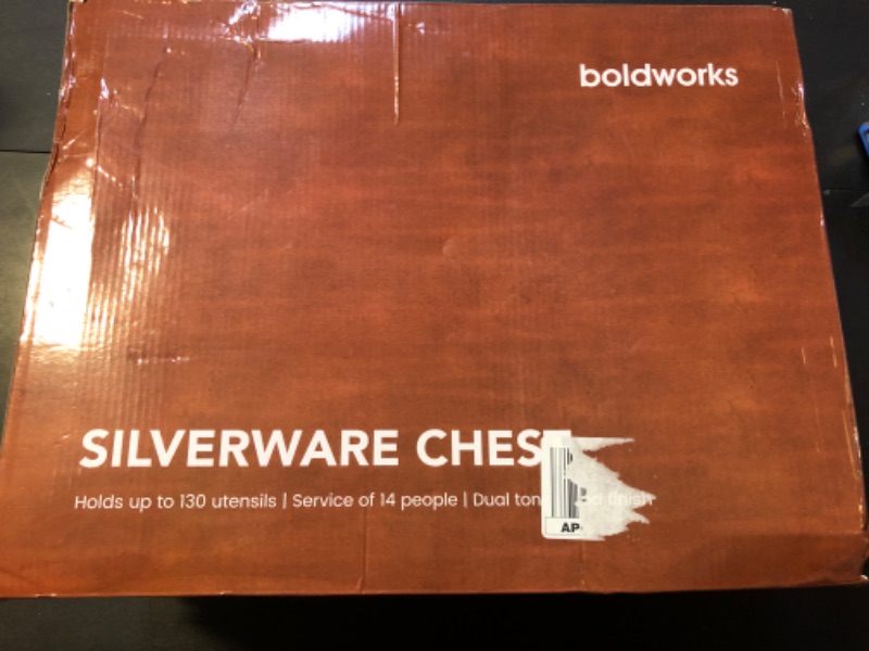 Photo 1 of Silverware Storage Box Silverware Chest Case for Silver Flatware with Lid Tarnish Proof Felt Lined Partition and Drawer Holds Service for 14 Includes Polishing Cloth