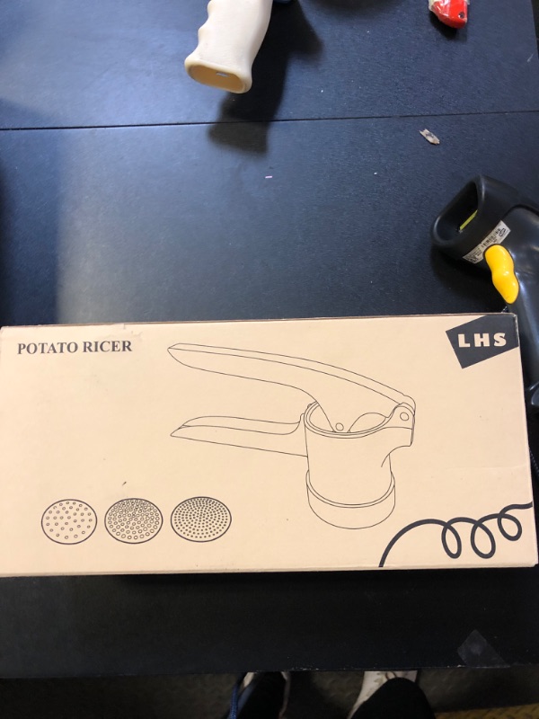 Photo 1 of LHS Potato Ricer, Potato Masher for Potatoes with 3 Interchangeable Discs, Large Capacity Potato Masher and Ricer Kitchen Tool for Fruit, Vegetables, Baby Food, White