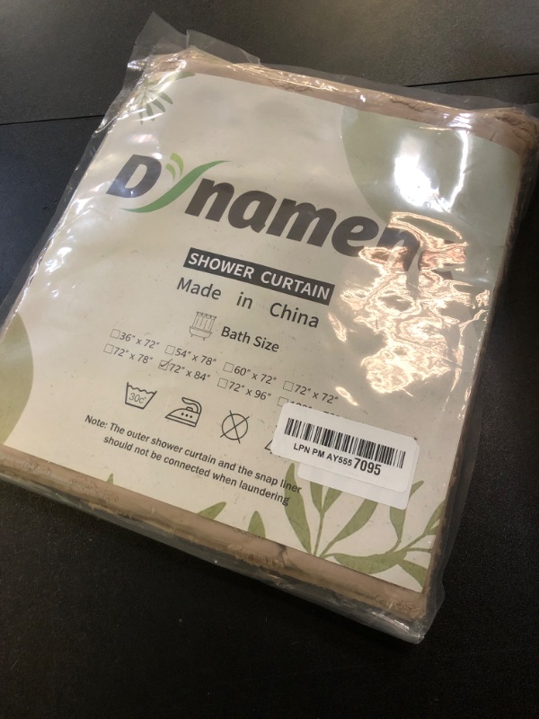 Photo 1 of Dynamene Extra Long Shower Curtains, 84 Inches Long Boho Tufted Chevron Striped Fabric Shower Curtains for Bathroom, Tall Minimalist Chic Waterproof Cloth Shower Curtain Set with Hook, Beige, 72x84