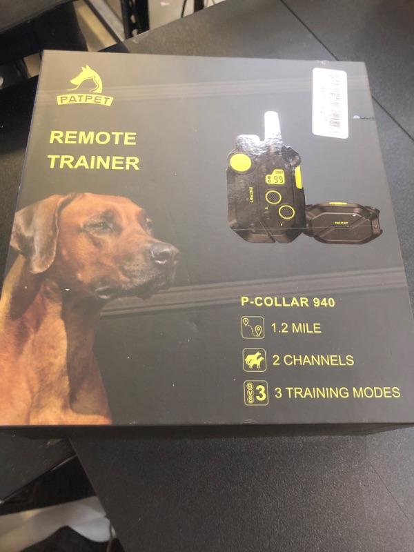 Photo 1 of PATPET Dog Training Collar, 1.2 Mile Range 101 Training Levels Dog Shock Collar with Remote Control (15-150 lbs), Waterproof 100% Safe E Collar for Large Breed for Dogs Black with Bright Green