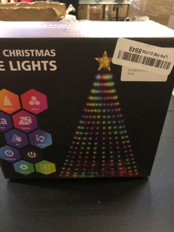 View 2 of Smart Ring Christmas Tree Lights with Star Topper Indoor Outdoor - 7.5Ft x 20 Lines String 400 Optimum LED Easy App Control Images Color Changing Timer Remote Waterproof for 7 7.5 8 Ft Xmas Trees