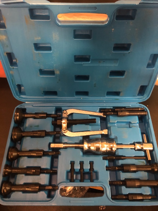 Photo 1 of NYXOVA 16pcs Blind Hole Collet Bearing Race and Seal Puller Extractor Kit, Blind Inner Bearing Puller, Hole Remover Extractor Set, Slide Hammer Puller Tool Set (Blue)
