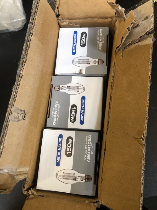 Photo 1 of Bluex Bulbs 3 Pack MP150/U/MED 150 Watt Metal Halide ED17 Bulb, Medium Base, Clear Metal Halide Bulb 150W M102/O 4000K 13300 Lumens