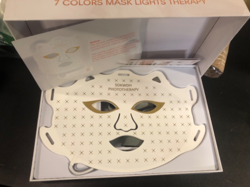 Photo 2 of SDKWDH Led Face Mask Light Therapy At Home, Blue Red Light Therapy Mask for Face, 7 Colors LED Face Mask Light Therapy?White