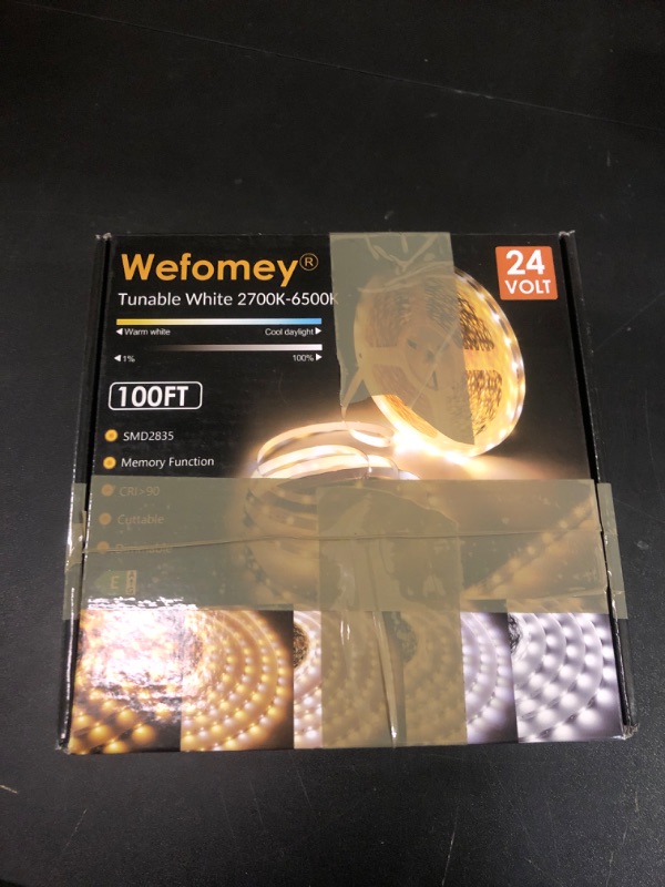 Photo 1 of Wefomey White LED Strip Lights, 100ft Dimmable Bright 24V Led Tape Light with Remote and App Control, 2700K-6500K White 1440 LEDs Lights for Bedroom, Kitchen, Ceiling (1 Rolls of 100ft)