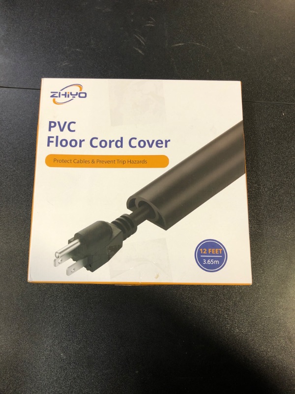 Photo 2 of 12ft Cord Cover Floor for Extension Cords, Floor Cable Cover Wire Cover to Protect Cables & Prevent Tripping, Soft PVC Cord Hider Floor Cord Protector, Internal Channel Diameter: 0.39", Brown