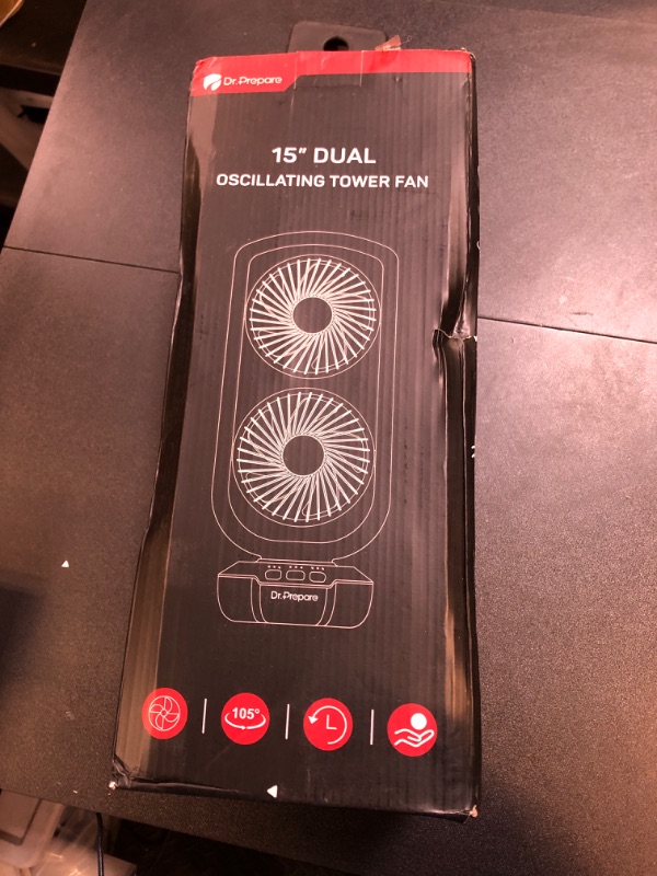 Photo 1 of DR.PREPARE Small Tower Fan Oscillating Table Fans with 270° Tilt, 105° Oscillating, 3 Speeds and 3 Auto-Off Timer, Portable USB Desk Fan for Bedroom Office Home Desk, Powerful Airflow 15 Inch