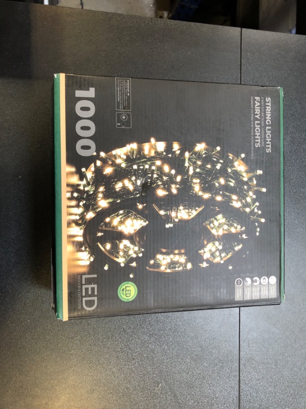 Photo 1 of Christmas Lights Outdoor 330FT 1000 LED String Lights with Reel, 8 Modes&Timer Remote, UL Listed, Decorations for Christmas Holidays Party Wedding, Green Wire