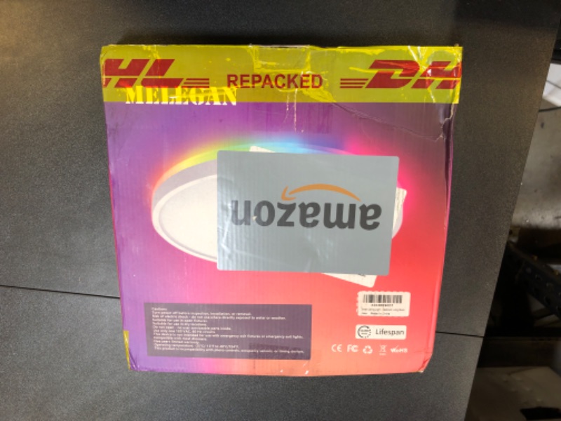 Photo 1 of MELEGAN Smart Led Ceiling Light Flush Mount, 12 Inch 24W Ceiling Light Fixture Dimmable 2700K-6500K, RGB Ambient Light Fixture WiFi Work with Alexa Google Home for Bedroom Living Room