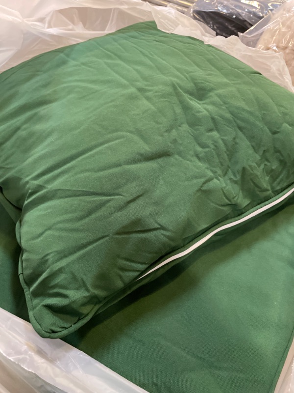 Photo 2 of Cozyide Memory Foam Patio Cushions Set, Waterproof Oxford Fabric, 24'' x 24'', Includes Seat & Back Pillow, Dark Green