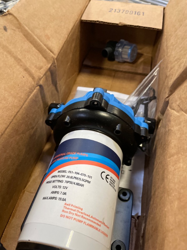 Photo 2 of 12V Pump, 5.5GPM Diaphragm Water Pump, 60Psi 1/2MNPT Connection,Self Priming Up to 10 Feet .Ideal for Sprayer and Pressure Washing (Blue)