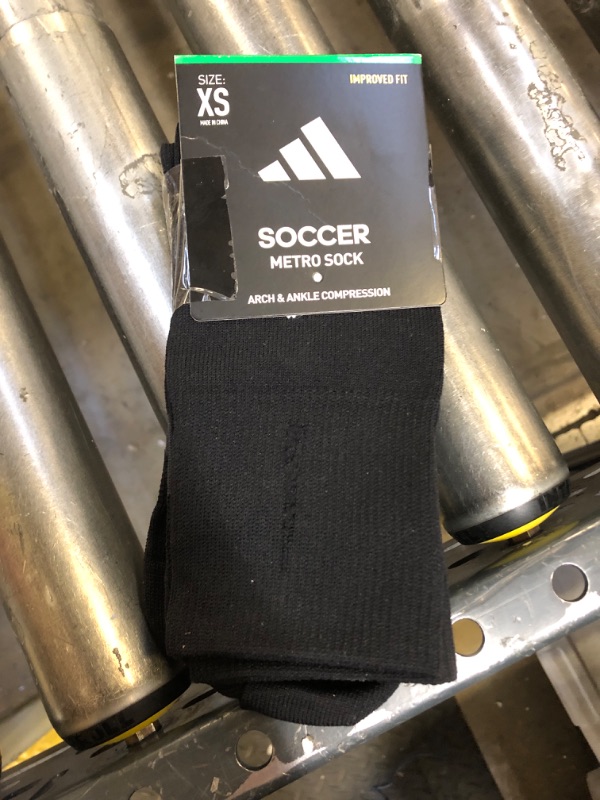 Photo 2 of adidas Unisex Metro 6 Soccer Socks (1-pair), Black/Night Grey/White, X-Small