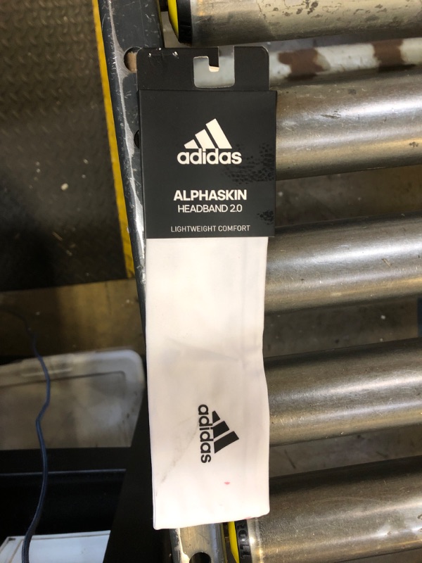 Photo 1 of adidas Alphaskin 2.0 Elastic Headband, White/Black, One Size