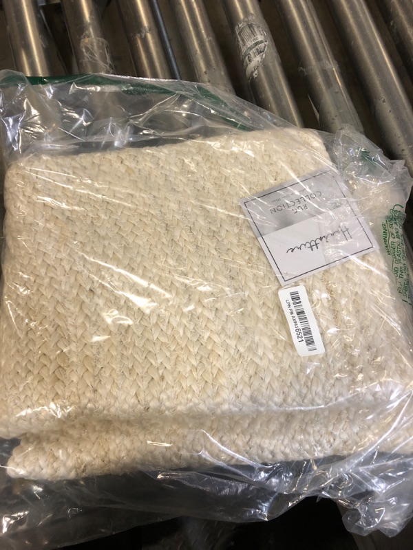 Photo 1 of Hausattire Hand Woven Jute Braided Rug, 4’ Round – Off White, Reversible Boho Entry Area Rugs for Kitchen, Living Room I Farmhouse Decorative Floor Rug, 4 Feet Round