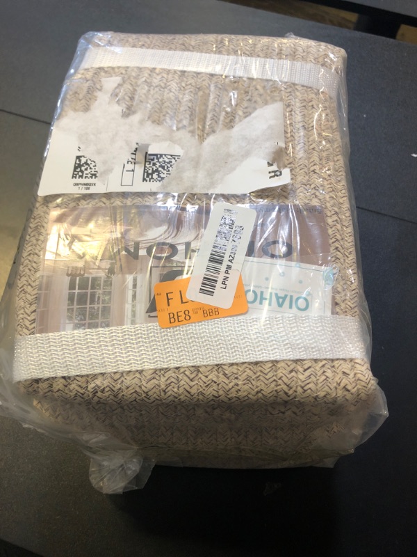 Photo 1 of OIAHOMY 4 Pack Storage Baskets for Organizing, Cube Storage Bins for Shelves, Rectangle Storage Baskets With Handles, Woven Baskets for Storage, 12.7''Lx9''Wx7.8''H, Brown