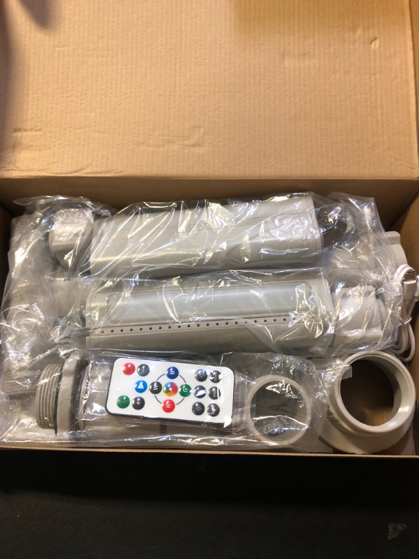 Photo 1 of POOLHACKER Pool Fountain with 7-Color LED Lights, Above/Inground Pool Fountain Lights with Remote Control, Adjustable Pool Sprinkler Fountain with Dual Spray Heads, Above Ground Pool Cooling System