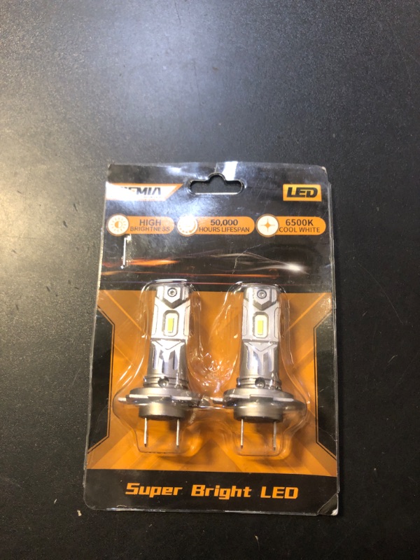 Photo 1 of MIFMIA H7 LED Bulb, 34000LM 1:1 Size Super Bright 18 CSP Chips, Standard H7 Bulbs, No Adapter Required, Non-Polarity with Fan Fog Lights 6500K Cool White, IP68 Waterproof, Pack of 2