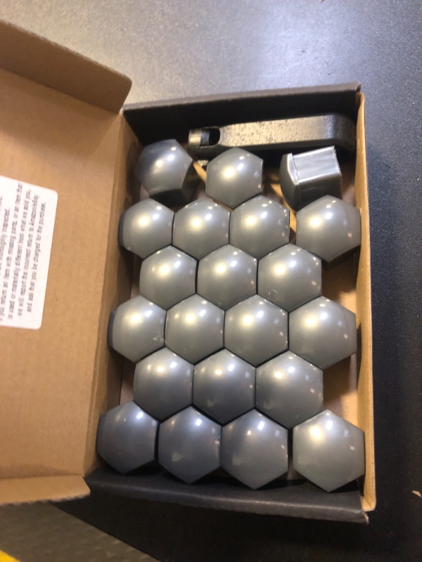 Photo 2 of 22-Piece Premium Tesla Model S 3 X Y Lug Nut Caps/Bolt Covers with Removal Tool (Gray Gunmetal Finish)