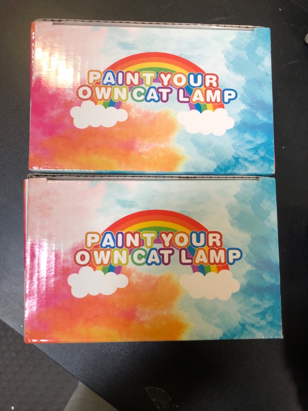 Photo 2 of 2 Box of Paint Your Own Cat Lamp Art Kits Painting Arts and Crafts Projects and Supplies Cool Cat Craft Set Toys DIY Art Night Light Bedroom Decor for Kids Halloween Gifts for Teen Girls and Boys Ages 4-12