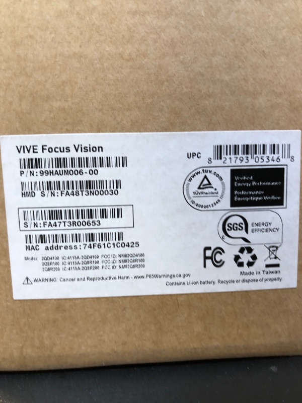 Photo 1 of HTC Vive Focus Vision — Mixed Reality and PC VR Headset + Controllers — Consumer Edition