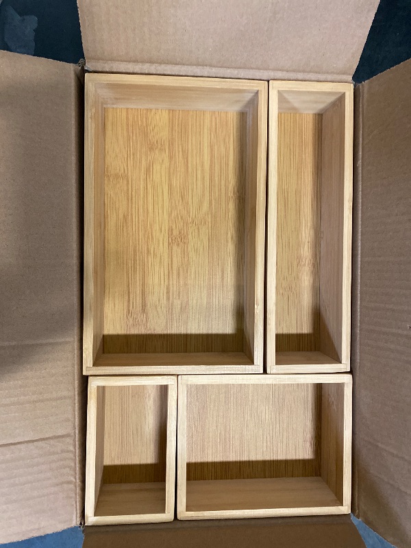 Photo 1 of Kootek 8 Pcs Bamboo Drawer Organizer Utensil Tray Kitchen Storage Box 4-Size Versatile Dividers Cutlery Holders Bins Containers for Flatware Kitchen Utensils