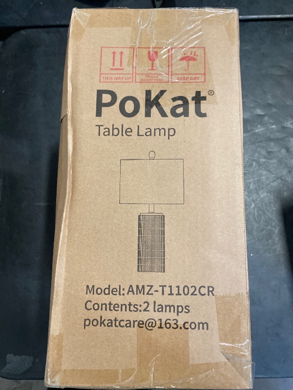Photo 1 of PoKat 23" Modern Ceramic Table Lamp Set of 2 for Living Room White Desk Lamps for Bedroom Farmhouse Bedside Nightstand Bedside Lamp End Table Lamps Beige