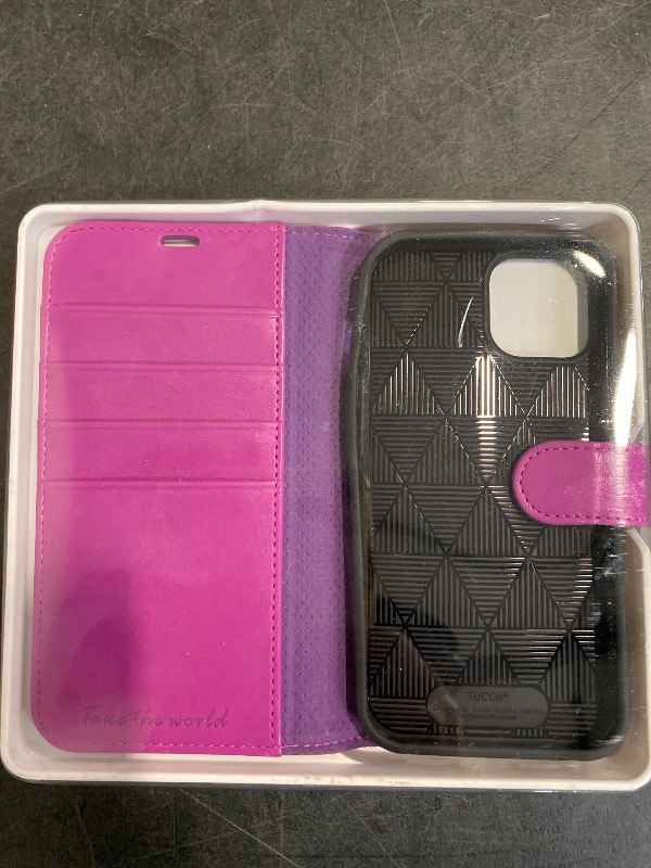 Photo 1 of TUCCH Wallet Case for iPhone 14 6.1-inch, [RFID Blocking] [4 Card Slots] TPU Interior Protective Case, Magnetic Folio Shockproof PU Leather Stand Flip Cover Compatible with iPhone 14 6.1 5G, Purple