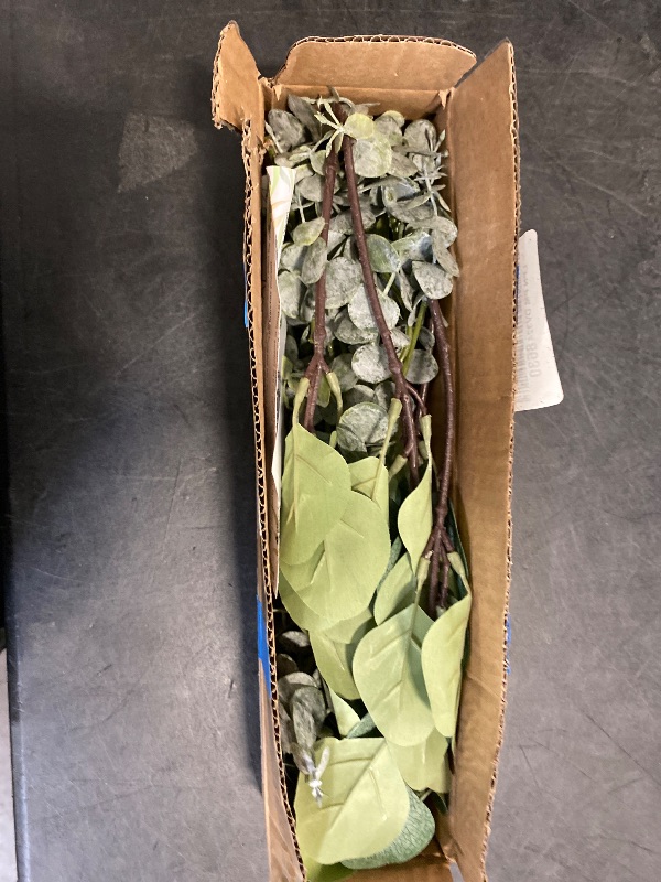 Photo 1 of 10 Pcs Mixed Eucalyptus Leaves Stems Bulk Artificial Silver Dollar Picks Faux Branches for Vase Bouquets Floral Arrangement Wreath Farmhouse Rustic Greenery Decor