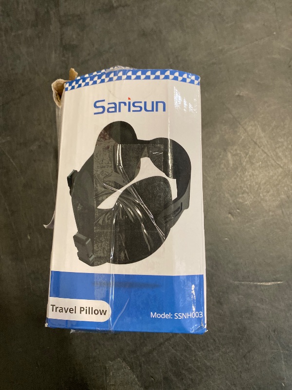 Photo 1 of SARISUN Upgraded Travel Pillow, U-Shaped Airplane Head Strap for All Heights, 360° Support, 3D Sleep Mask, 100% Light Blocking, Long Flights Essentials Headrest, Stop Bobblehead, Black