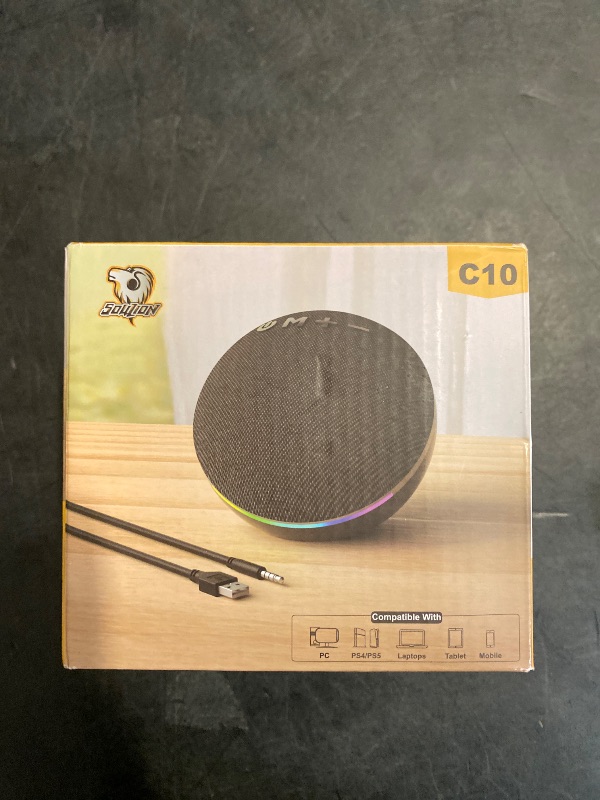 Photo 1 of SOULION C10 Bluetooth Computer Speakers with 4 Modes Colorful LED Light, USB Powered 3.5mm Aux Mini PC Speakers with Switch Button, Crystal Sound Portable Soundbar for Desktop Laptop Monitor Black