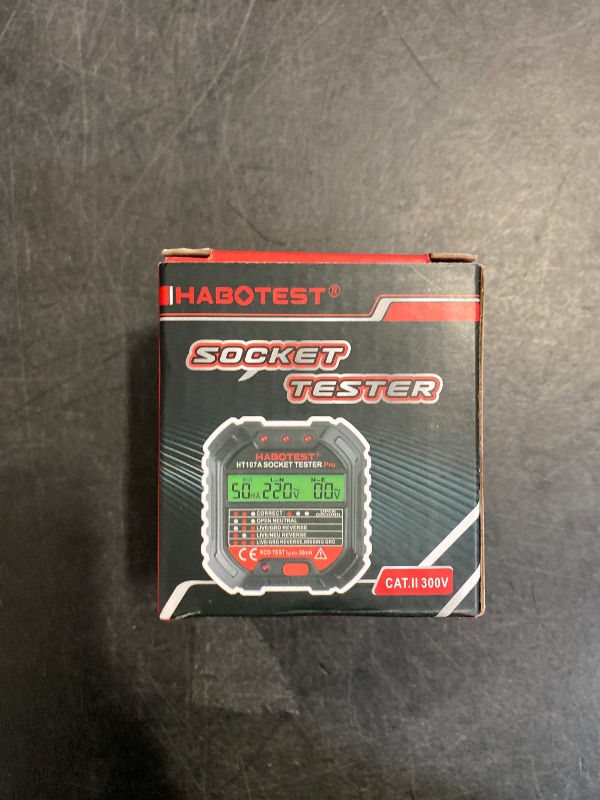 Photo 1 of Outlet Tester Electrical GFCI Receptacle Detector with LCD Display, 90-250V Power Socket Tester, Circuit Polarity Voltage Detector, Plug Tester Breaker Finder 6 Visual Indication CAT II 300V (US Plug)