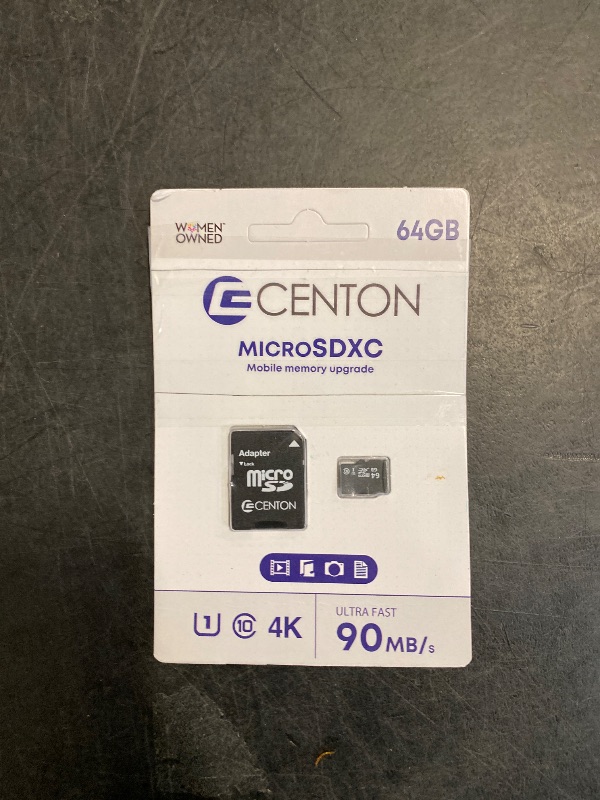 Photo 1 of 64GB Class 10 Micro SDXC Memory Card with Adapter by Centon, High Speed for Phones, Tablets, HD Videos & MSD Compatible Devices