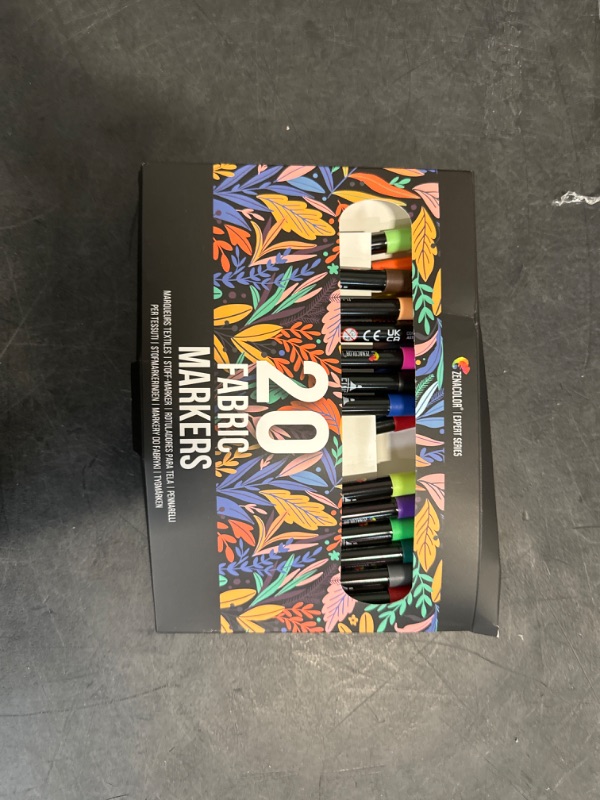 Photo 1 of Zenacolor 20 Fabric Markers Pens Set - Indelible and Permanent Fabric Paint Fine Point Textile Marker Pen