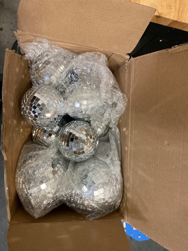 Photo 1 of Hoolerry 65 Pcs Disco Balls Reflective Hanging Disco Ball Decorations Assorted Silver Ball for 70s Wedding Dance Music Ballroom Hall Props Club Stage Backdrop Props(6/4/ 2/3.15/1.2 in)