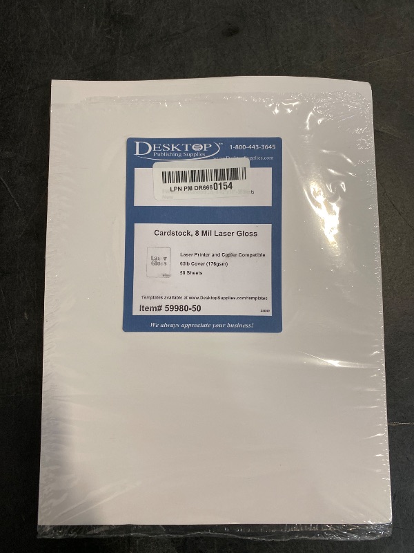 Photo 1 of 8 Mil Laser Gloss Cardstock - Single Sided Glossy Photo Paper for Laser Printers - 8 1/2" x 11" - 50 Sheets