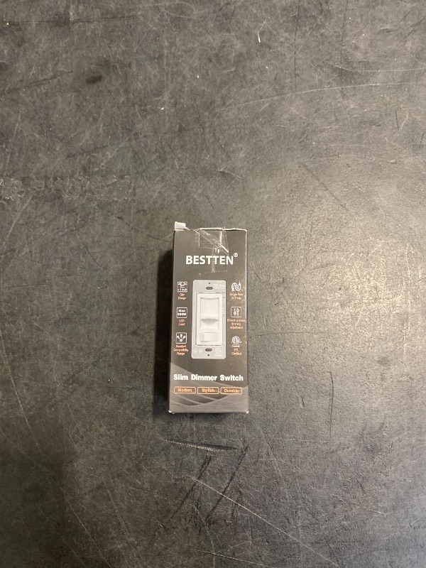 Photo 1 of BESTTEN Super Slim Quiet Dimmer Switch, Max 300W LED, CFL Lights and 600W Incandescent, Halogen, Single Pole or 3-Way Dimmer, Slide Dimmable Light Switch, ETL Listed, White