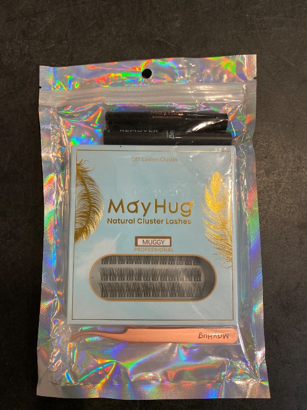 Photo 1 of Mayhug Lash Extensions Kit Cluster Lashes Nature C D Curl False Eyelash Clusters DIY Lash Extension Kit Lash Clusters with Bond and Seal Individual Lashes Kit with Remover and Tweezers(ALL IN)