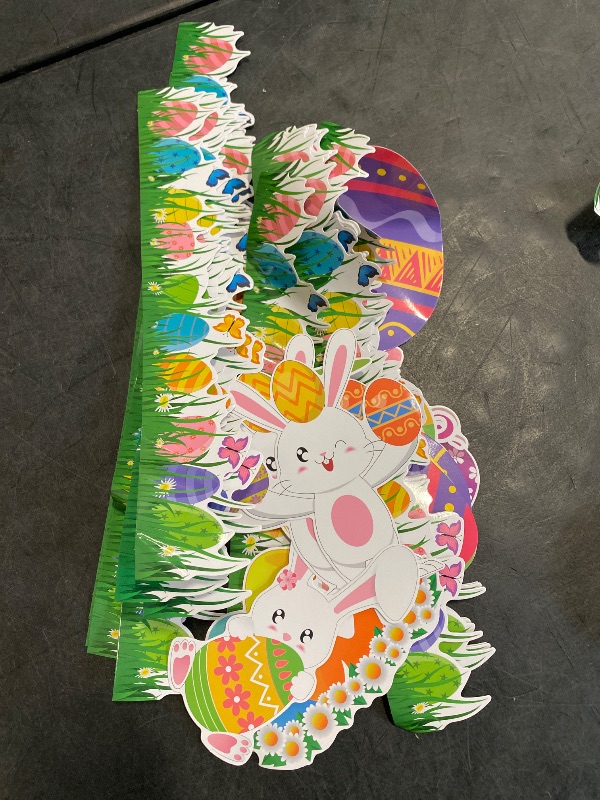 Photo 1 of 108 Pcs Easter Bulletin Board Decorations Set 72 Pcs Colorful Easter Egg Rabbit Bunny Cutouts Classroom Decor 36 Pcs Spring Flower Bulletin Border Decor 400 Pcs Glue Points for School Office(Bunny)