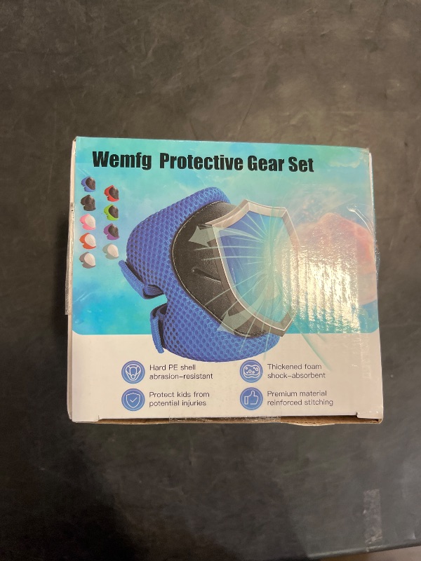 Photo 1 of Kids Protective Gear Set Wemfg Knee Pads for Kids 3-8 Years Toddler Knee and Elbow Pads with Wrist Guards 3 in 1 for Skating Cycling Bike Rollerblading Scooter(Blue)