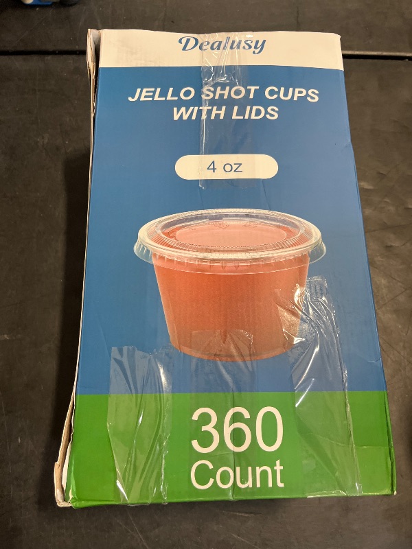 Photo 1 of Dealusy 360 Set 4 oz Jello Shot Cups with Lids, Sturdy & Food Safe Disposable Plastic Portion Condiment Dipping Sauce Cups, Small Containers for Salad Dressing