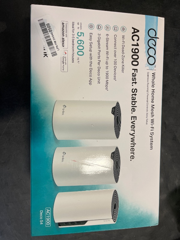 Photo 1 of TP-Link Deco Mesh AC1900 WiFi System (Deco S4) – Up to 5,500 Sq.ft. Coverage, Replaces WiFi Router and Extender, Gigabit Ports, Works with Alexa, 3-pack