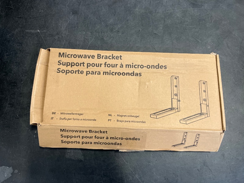 Photo 1 of AVF Wall-Mounted Microwave Brackets - Universal Steel Brackets in Silver - 99lb Total Max Weight - Adjustable to Fit Most Microwave Ovens (Set of 2 provided)