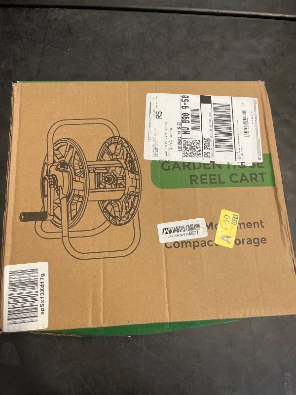 Photo 1 of Garden Water Hose Reel Cart, Holds 65-147 Ft of 5/8 Inch, Wall Mounted Garden Hose Cart, Portable Hose Holder for Convenient Hose Storage and Watering