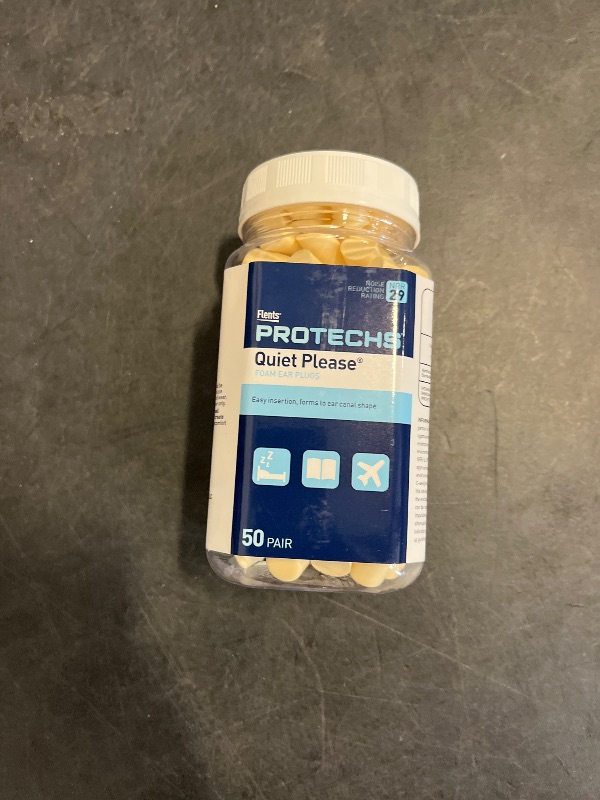 Photo 1 of Flents Ear Plugs, 50 Pair for Sleeping, Snoring, Loud Noise, Traveling, Concerts, Construction, & Studying, Foam Earplugs, NRR 29 'NEW FORMULA'