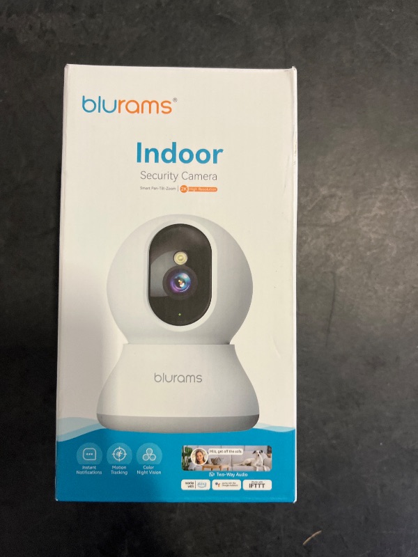 Photo 1 of blurams Indoor Camera 2K, Cameras for Home Security 5GHz, 360° Pet Camera w/Motion Tracking, Phone App, 2-Way Audio, IR Night Vision, Siren, Works with Alexa & Google Assistant